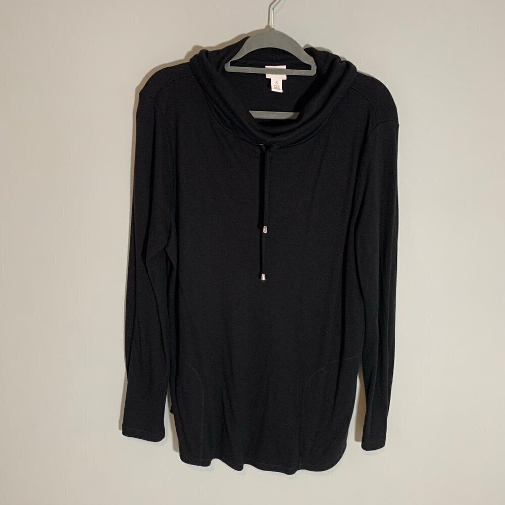 Chico's Weekends Cowl Neck Hoodie Pullover Women‎ Size XL/16 Black Studded
